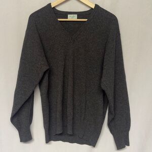 Benetton Lambswool V-neck‎ Pullover Sweater Grey